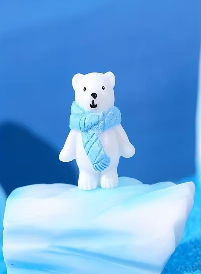 VAYINATO 4pcs Polar Bear Figurines with Iceberg Scarves - Resin Bear Home Decor for Garden, Plants, Aquarium, Home, Car - DIY Miniature Crafts, Gifts for Christmas, Halloween, Easter, Thanksgiving - Image 3